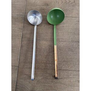 VTG Vollrath Lot Of 2 Teal Ladle Stainless Steel 6oz & 8oz